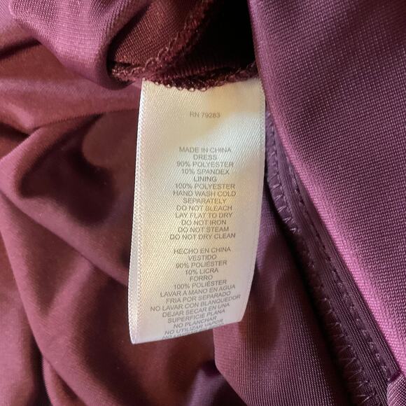 Alex Evenings Velvet One Shoulder Midi Sheath Cocktail Dress Wine Red Size 8 - Picture 9 of 11